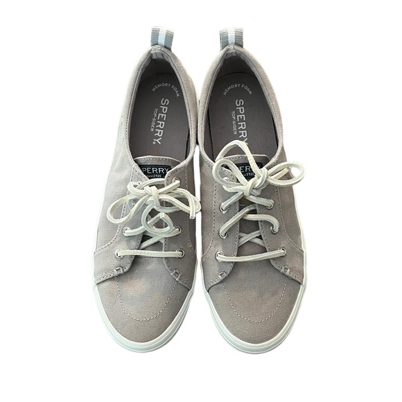 NWOB Sperry Top-Siders Crest Vibe sneakers memory foam canvas leather gray 8 - Picture 3 of 11